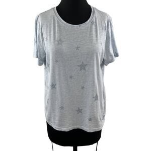 Splendid Blue T-Shirt Star Print Round Neck Short Sleeve Regular Fit L Large